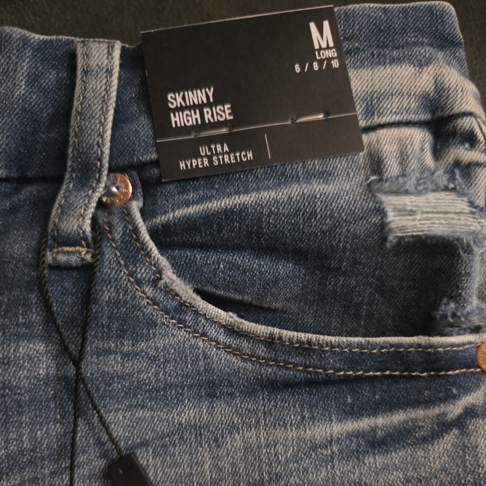 Skinny High Rise Jeans - Blue Size 6 Long